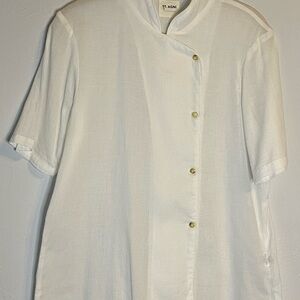 St. Agni White Asymmetrical Button-Up Top